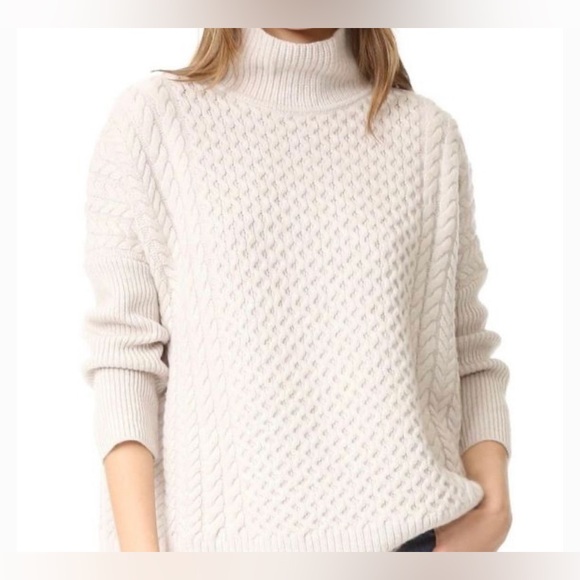 Ayr 100% merino wool “le Square” cable turtleneck sweater - Picture 3 of 6